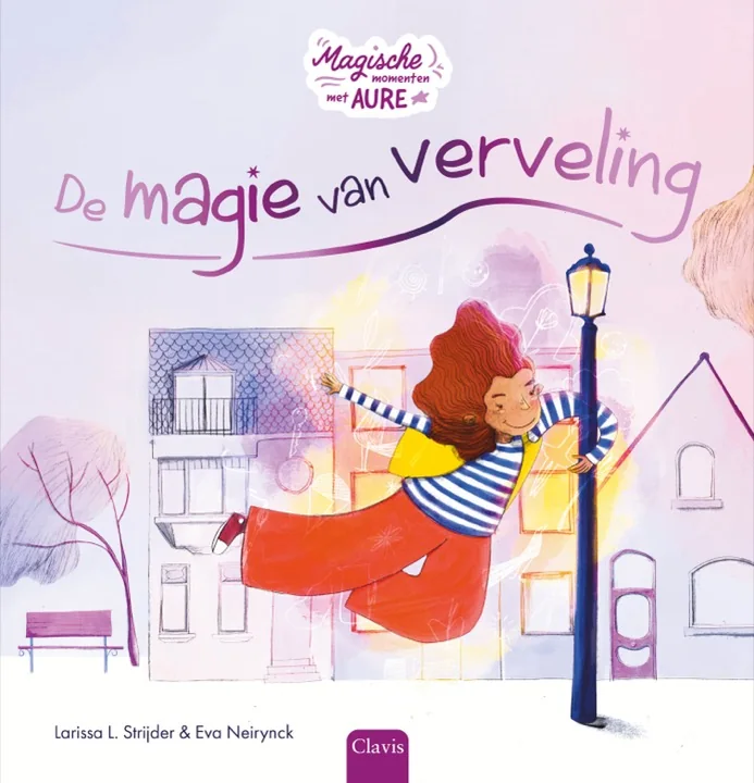 Boekcover — De magie van verveling, Aure zweeft door de straat
